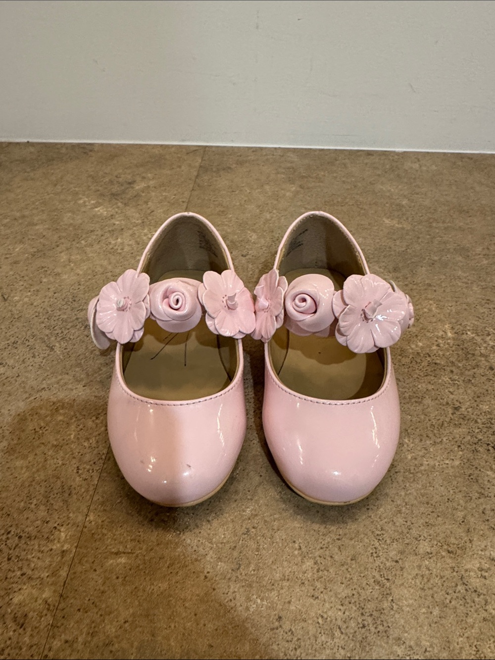 Janie and Jack Light Pink Floral Strap Patent Dress Shoes